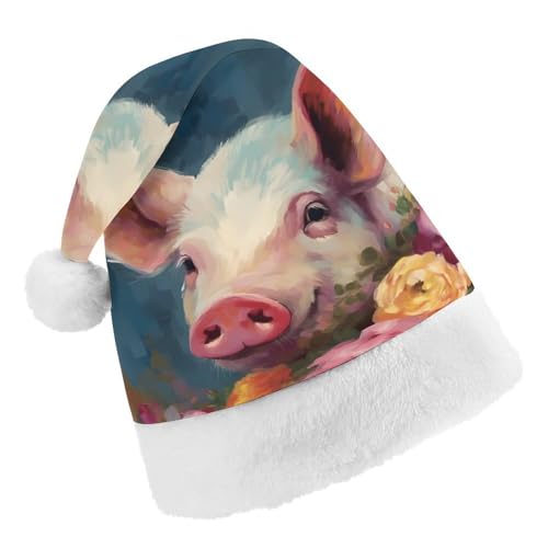 JKLPOMN Weihnachtsmütze für Kinder, weiche und bequeme Weihnachtsmütze, Motiv: Blume, Schweine, bedruckt, niedlich, verdickt, geeignet für Erwachsene, Männer, Frauen, Weihnachtsfeier, JKLPOMN Weihnachtsmütze für Kinder, weiche und bequeme Weihnachtsmütze, Motiv: Blume, Schweine, bedruckt, niedlich, verdickt, geeignet für Erwachsene, Männer, Frauen, Weihnachtsfeier, von JKLPOMN