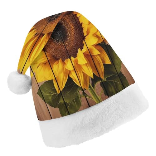 JKLPOMN Weihnachtsmütze für Kinder, weiche und bequeme Weihnachtsmütze, Sonnenblume mit Holzdruck, niedlich, verdickt, geeignet für Erwachsene, Männer, Frauen, Weihnachtsfeier, Neujahrsparty-Zubehör JKLPOMN Weihnachtsmütze für Kinder, weiche und bequeme Weihnachtsmütze, Sonnenblume mit Holzdruck, niedlich, verdickt, geeignet für Erwachsene, Männer, Frauen, Weihnachtsfeier, Neujahrsparty-Zubehör von JKLPOMN