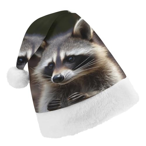 JKLPOMN Weihnachtsmütze für Kinder, weiche und bequeme Weihnachtsmütze, Waschbär bedruckt, niedlich, verdickt, geeignet für Erwachsene, Männer, Frauen, Weihnachtsfeier, Neujahrsparty-Zubehör und JKLPOMN Weihnachtsmütze für Kinder, weiche und bequeme Weihnachtsmütze, Waschbär bedruckt, niedlich, verdickt, geeignet für Erwachsene, Männer, Frauen, Weihnachtsfeier, Neujahrsparty-Zubehör und von JKLPOMN