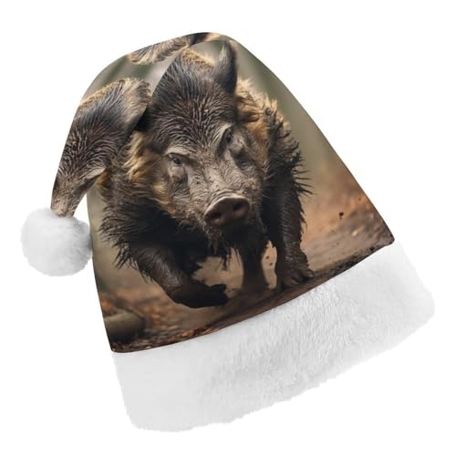 JKLPOMN Weihnachtsmütze für Kinder, weiche und bequeme Weihnachtsmütze, Wildschwein-Fotos, bedruckt, niedlich, verdickt, geeignet für Erwachsene, Männer, Frauen, Weihnachtsfeier, Neujahrsparty-Zubehör JKLPOMN Weihnachtsmütze für Kinder, weiche und bequeme Weihnachtsmütze, Wildschwein-Fotos, bedruckt, niedlich, verdickt, geeignet für Erwachsene, Männer, Frauen, Weihnachtsfeier, Neujahrsparty-Zubehör von JKLPOMN