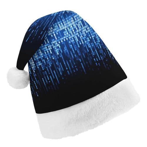 JKLPOMN Weihnachtsmütze für Kinder, weiche und bequeme Weihnachtsmütze, blaue Binär-bedruckte süße verdickte Weihnachtsmannmütze, geeignet für Erwachsene, Männer, Frauen, Weihnachtsfeier, JKLPOMN Weihnachtsmütze für Kinder, weiche und bequeme Weihnachtsmütze, blaue Binär-bedruckte süße verdickte Weihnachtsmannmütze, geeignet für Erwachsene, Männer, Frauen, Weihnachtsfeier, von JKLPOMN
