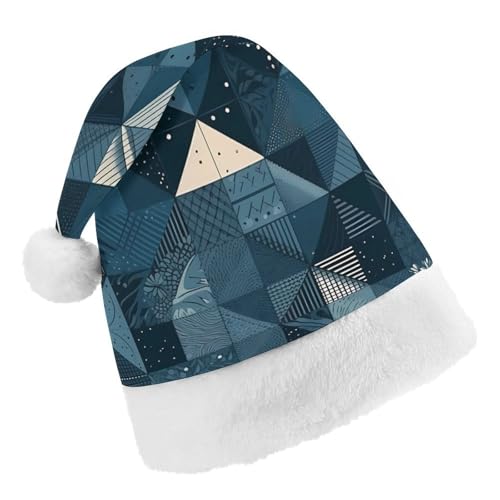 JKLPOMN Weihnachtsmütze für Kinder, weiche und bequeme Weihnachtsmütze, blaues geometrisches Muster, bedruckt, niedlich, verdickt, geeignet für Erwachsene, Männer, Frauen, Weihnachtsfeier, JKLPOMN Weihnachtsmütze für Kinder, weiche und bequeme Weihnachtsmütze, blaues geometrisches Muster, bedruckt, niedlich, verdickt, geeignet für Erwachsene, Männer, Frauen, Weihnachtsfeier, von JKLPOMN