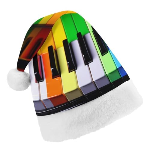 JKLPOMN Weihnachtsmütze für Kinder, weiche und bequeme Weihnachtsmütze, bunte Klaviermusik, Regenbogen-Druck, niedlich, verdickt, Weihnachtsmannmütze, geeignet für Erwachsene, Männer, Frauen, JKLPOMN Weihnachtsmütze für Kinder, weiche und bequeme Weihnachtsmütze, bunte Klaviermusik, Regenbogen-Druck, niedlich, verdickt, Weihnachtsmannmütze, geeignet für Erwachsene, Männer, Frauen, von JKLPOMN