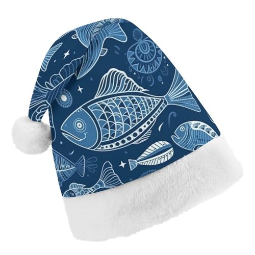 JKLPOMN Weihnachtsmütze für Kinder, weiche und bequeme Weihnachtsmütze, mit Fisch und Muscheln bedruckt, niedlich, verdickt, geeignet für Erwachsene, Männer, Frauen, Weihnachtsfeier, JKLPOMN Weihnachtsmütze für Kinder, weiche und bequeme Weihnachtsmütze, mit Fisch und Muscheln bedruckt, niedlich, verdickt, geeignet für Erwachsene, Männer, Frauen, Weihnachtsfeier, von JKLPOMN