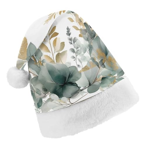 JKLPOMN Weihnachtsmütze für Kinder, weiche und bequeme Weihnachtsmütze, mit goldenen und grünen Blättern, bedruckt, niedlich, verdickt, geeignet für Erwachsene, Männer, Frauen, Weihnachtsfeier, JKLPOMN Weihnachtsmütze für Kinder, weiche und bequeme Weihnachtsmütze, mit goldenen und grünen Blättern, bedruckt, niedlich, verdickt, geeignet für Erwachsene, Männer, Frauen, Weihnachtsfeier, von JKLPOMN