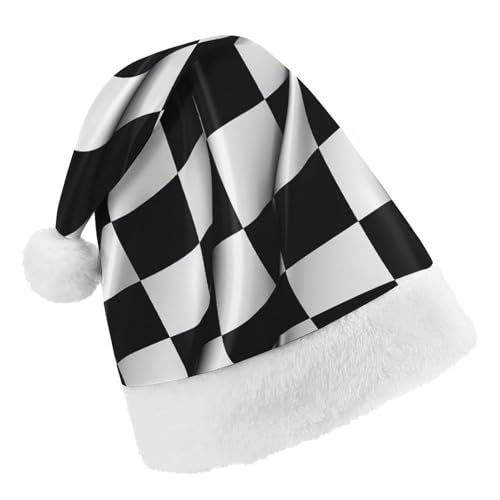 JKLPOMN Weihnachtsmütze für Kinder, weiche und bequeme Weihnachtsmütze, schwarz-weiß karierte Flaggen, bedruckt, niedlich, verdickt, Weihnachtsmannmütze, geeignet für Erwachsene, Männer, Frauen, JKLPOMN Weihnachtsmütze für Kinder, weiche und bequeme Weihnachtsmütze, schwarz-weiß karierte Flaggen, bedruckt, niedlich, verdickt, Weihnachtsmannmütze, geeignet für Erwachsene, Männer, Frauen, von JKLPOMN