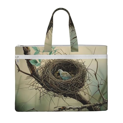 Bedruckte Dokumententasche für den Außenbereich, Motiv: Vogelhaus, Lehrer, Leinen, für Arbeit, lässige Handtasche für Büro, Schule, Reisen, Strand von JKLQWC