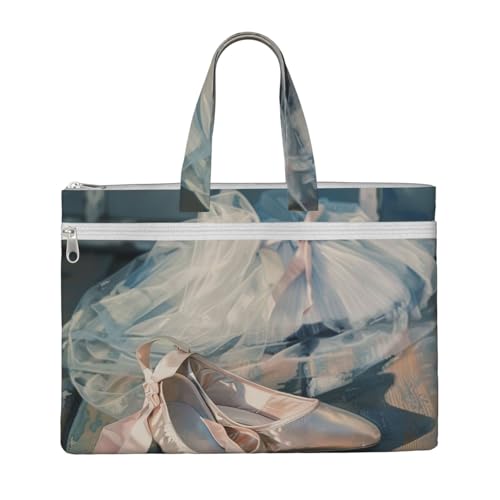 Bedruckte Dokumententasche mit Ballettschuhen, Lehrer, Segeltuch, für Arbeit, lässige Handtasche für Büro, Schule, Reisen, Strand von JKLQWC