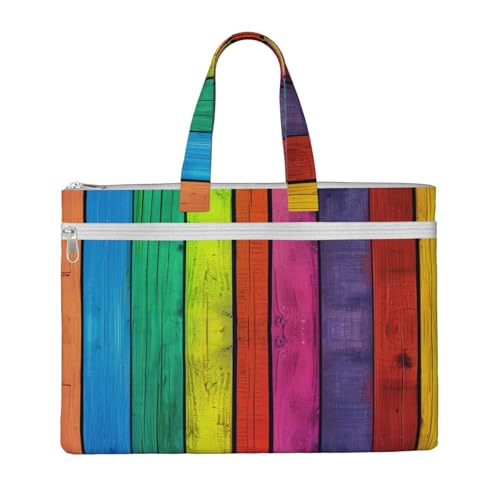 Dokumententasche mit farbigem Holzhintergrund, bedruckt, für Lehrer, Leinwand, für Arbeit, lässige Handtasche für Büro, Schule, Reisen, Strand Dokumententasche mit farbigem Holzhintergrund, bedruckt, für Lehrer, Leinwand, für Arbeit, lässige Handtasche für Büro, Schule, Reisen, Strand von JKLQWC