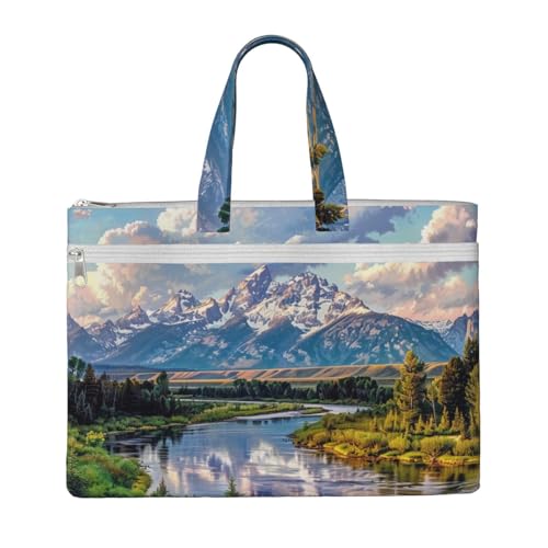 Grand Teton National Park bedruckte Dokumententasche für Lehrer, Leinwand, Aktentasche für Arbeit, lässige Handtasche für Büro, Schule, Reisen, Strand Grand Teton National Park bedruckte Dokumententasche für Lehrer, Leinwand, Aktentasche für Arbeit, lässige Handtasche für Büro, Schule, Reisen, Strand von JKLQWC