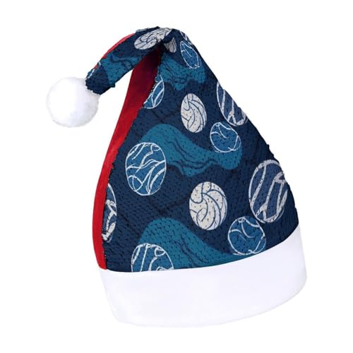 JKLQWH Pailletten-Weihnachtsmannmütze, mit blauem Volleyball-Weihnachtsmütze, lustige Weihnachtsmütze, Weihnachtsgeschenke für Damen und Herren, Anzug für Familie, Weihnachten, Silvester, Festival, JKLQWH Pailletten-Weihnachtsmannmütze, mit blauem Volleyball-Weihnachtsmütze, lustige Weihnachtsmütze, Weihnachtsgeschenke für Damen und Herren, Anzug für Familie, Weihnachten, Silvester, Festival, von JKLQWH