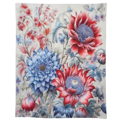JKLQWH Rechteckige Tischdecke mit roten und blauen Blumen, auslaufsicher, knitterfrei, Leinentischdecken für Esszimmer, dekorative Stofftischdecke, waschbar, Bauernhaus-Stoff-Tischdecken JKLQWH Rechteckige Tischdecke mit roten und blauen Blumen, auslaufsicher, knitterfrei, Leinentischdecken für Esszimmer, dekorative Stofftischdecke, waschbar, Bauernhaus-Stoff-Tischdecken von JKLQWH