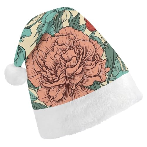 JKLQWH Weihnachtsmütze, Partyhut mit Nelken in roten Farben, Weihnachtsmannmütze für Erwachsene, Uni, klassische Weihnachtsmannmütze, extra dick, Weihnachtsmütze, Wintermütze, Neujahr, festliche von JKLQWH