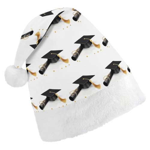 JKLQWH Weihnachtsmütze, Weihnachtsmütze, Partyhut mit Abschlussfeier, Glückwünsche, Weihnachtsmannmütze für Erwachsene, Uni, klassische Weihnachtsmannmütze, extra dick, Weihnachtsmütze, von JKLQWH