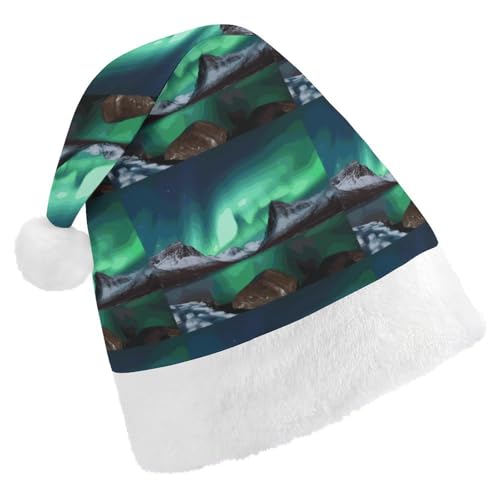JKLQWH Weihnachtsmütze, Weihnachtsmütze, Partyhut mit Aurora Borealis Weihnachtsmannmütze für Erwachsene, Uni, klassische Weihnachtsmannmütze, extra dick, Weihnachtsmütze, Wintermütze, Neujahr, von JKLQWH