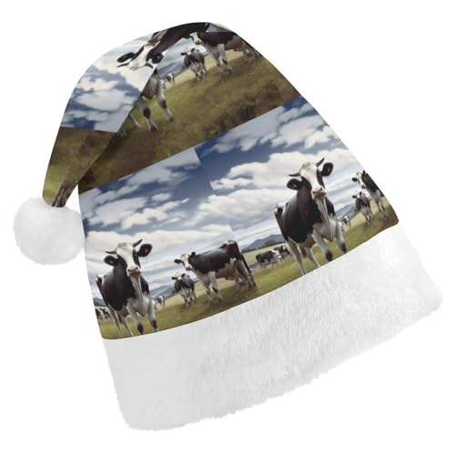 JKLQWH Weihnachtsmütze, Weihnachtsmütze, Partyhut mit Bauernhof-Kuhbildern, Weihnachtsmannmütze für Erwachsene, Uni, klassische Weihnachtsmannmütze, extra dick, Wintermütze, Neujahr, festliche JKLQWH Weihnachtsmütze, Weihnachtsmütze, Partyhut mit Bauernhof-Kuhbildern, Weihnachtsmannmütze für Erwachsene, Uni, klassische Weihnachtsmannmütze, extra dick, Wintermütze, Neujahr, festliche von JKLQWH