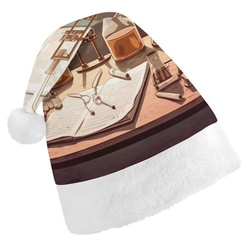 JKLQWH Weihnachtsmütze, Weihnachtsmütze, Partyhut mit Chemielabor, Weihnachtsmannmütze für Erwachsene, Uni, klassische Weihnachtsmannmütze, extra dick, Weihnachtsmütze, Wintermütze, Neujahr, von JKLQWH