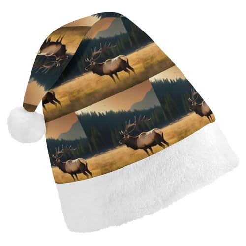 JKLQWH Weihnachtsmütze, Weihnachtsmütze, Partyhut mit Elch auf der Wiese, Nikolausmütze für Erwachsene, Uni, klassische Weihnachtsmannmütze, extra dick, Weihnachtsmütze, Wintermütze, Neujahr, JKLQWH Weihnachtsmütze, Weihnachtsmütze, Partyhut mit Elch auf der Wiese, Nikolausmütze für Erwachsene, Uni, klassische Weihnachtsmannmütze, extra dick, Weihnachtsmütze, Wintermütze, Neujahr, von JKLQWH
