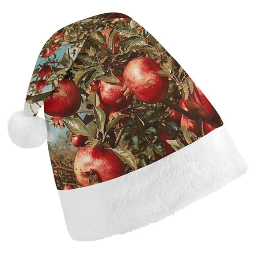JKLQWH Weihnachtsmütze, Weihnachtsmütze, Partyhut mit Granatapfelbaum, Weihnachtsmannmütze für Erwachsene, Uni, klassische Weihnachtsmannmütze, extra dick, Wintermütze, Neujahr, festliche Party, von JKLQWH