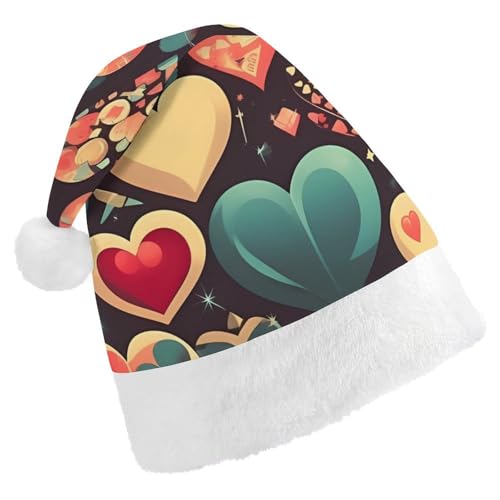 JKLQWH Weihnachtsmütze, Weihnachtsmütze, Partyhut mit Herz, Crush-Blume, Weihnachtsmannmütze für Erwachsene, Uni, klassische Weihnachtsmannmütze, extra dick, Wintermütze, Neujahr, festliche Party, von JKLQWH