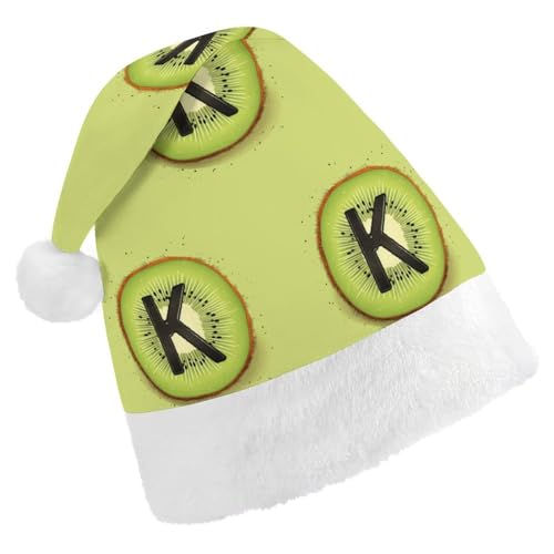 JKLQWH Weihnachtsmütze, Weihnachtsmütze, Partyhut mit Kiwi-Kunst-Muster, Weihnachtsmannmütze für Erwachsene, Uni, klassische Weihnachtsmannmütze, extra dick, Wintermütze, Neujahr, festliche Party, von JKLQWH