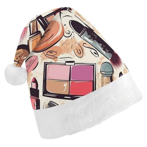 JKLQWH Weihnachtsmütze, Weihnachtsmütze, Partyhut mit Make-up-Muster, Weihnachtsmannmütze für Erwachsene, Uni, klassische Weihnachtsmannmütze, extra dick, Wintermütze, Neujahr, festliche Party, von JKLQWH