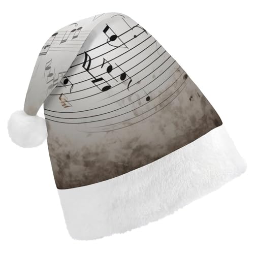JKLQWH Weihnachtsmütze, Weihnachtsmütze, Partyhut mit Musiknote, Wand-Nikolausmütze für Erwachsene, Uni, klassische Weihnachtsmannmütze, extra dick, Weihnachtsmütze, Wintermütze, Neujahr, festliche von JKLQWH