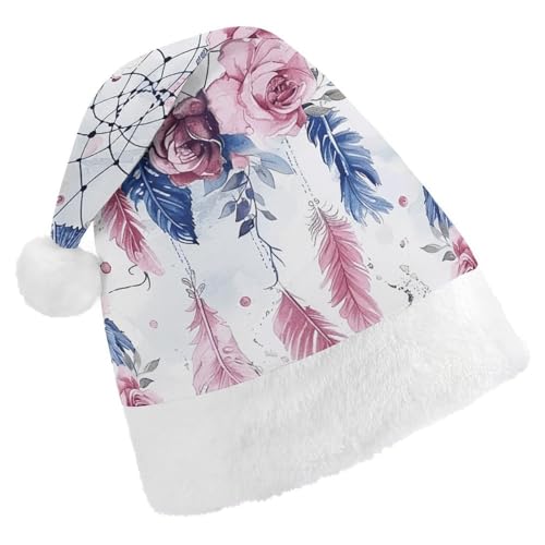 JKLQWH Weihnachtsmütze, Weihnachtsmütze, Partyhut mit Pfirsich-Traumfänger, Nikolausmütze für Erwachsene, Uni, klassische Weihnachtsmannmütze, extra dick, Weihnachtsmütze, Wintermütze, Neujahr, von JKLQWH