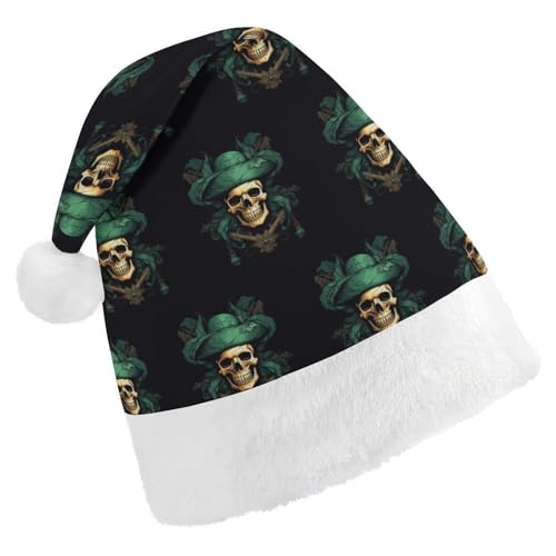 JKLQWH Weihnachtsmütze, Weihnachtsmütze, Partyhut mit Piratenschädel für Erwachsene, Uni, klassische Weihnachtsmannmütze, extra dick, Wintermütze, Neujahr, festliche Party, Weihnachtszubehör von JKLQWH