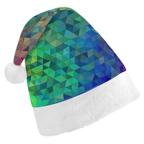 JKLQWH Weihnachtsmütze, Weihnachtsmütze, Partyhut mit Regenbogen-Dreieck, Weihnachtsmannmütze für Erwachsene, Uni, klassische Weihnachtsmannmütze, extra dick, Weihnachtsmütze, Wintermütze, Neujahr, von JKLQWH