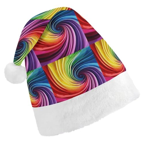JKLQWH Weihnachtsmütze, Weihnachtsmütze, Partyhut mit Regenbogen-Spirale, Weihnachtsmannmütze für Erwachsene, Uni, klassische Weihnachtsmannmütze, extra dick, Weihnachtsmütze, Wintermütze, Neujahr von JKLQWH