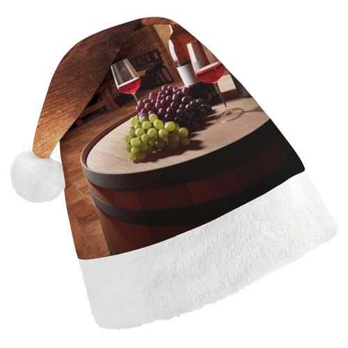 JKLQWH Weihnachtsmütze, Weihnachtsmütze, Partyhut mit Rotweinkeller, Weihnachtsmannmütze für Erwachsene, Uni, klassische Weihnachtsmannmütze, extra dick, Weihnachtsmütze, Wintermütze, Neujahr, von JKLQWH
