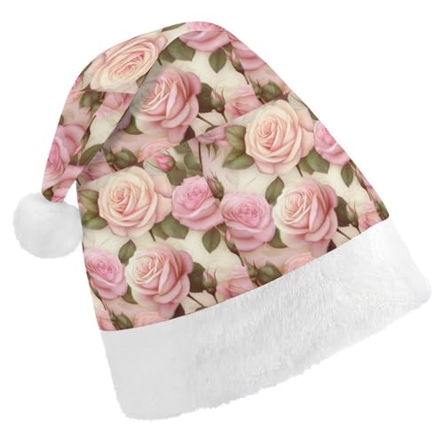 JKLQWH Weihnachtsmütze, Weihnachtsmütze, Partyhut mit Schönheits-Rosen, Weihnachtsmannmütze für Erwachsene, Uni, klassische Weihnachtsmannmütze, extra dick, Weihnachtsmütze, Wintermütze, Neujahr, von JKLQWH
