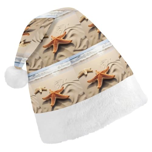 JKLQWH Weihnachtsmütze, Weihnachtsmütze, Partyhut mit Strandlandschaft, Weihnachtsmannmütze für Erwachsene, Uni, klassische Weihnachtsmannmütze, extra dick, Weihnachtsmütze, Wintermütze, Neujahr, von JKLQWH