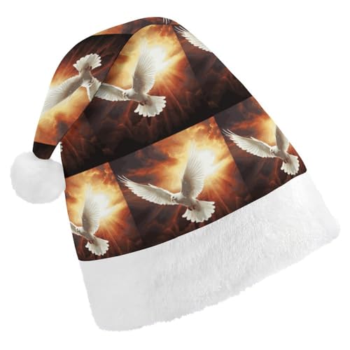 JKLQWH Weihnachtsmütze, Weihnachtsmütze, Partyhut mit Taube, Sonnenkunst, Weihnachtsmannmütze für Erwachsene, Uni, klassische Weihnachtsmannmütze, extra dick, Wintermütze, Neujahr, festliche Party, von JKLQWH