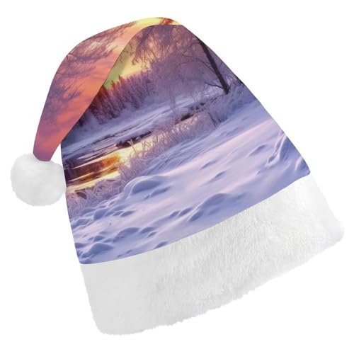 JKLQWH Weihnachtsmütze, Weihnachtsmütze, Partyhut mit Winterlandschaft, Weihnachtsmannmütze für Erwachsene, Uni, klassische Weihnachtsmannmütze, extra dick, Weihnachtsmütze, Wintermütze, Neujahr, von JKLQWH