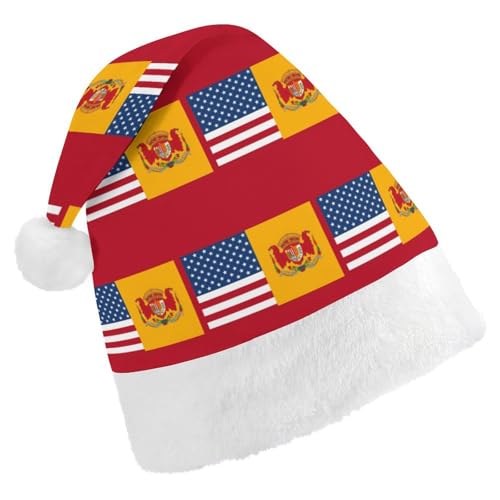 JKLQWH Weihnachtsmütze, Weihnachtsmütze, Partyhut mit amerikanischer Spanien-Flagge, Weihnachtsmannmütze für Erwachsene, Uni, klassische Weihnachtsmannmütze, extra dick, Wintermütze, Neujahr, von JKLQWH