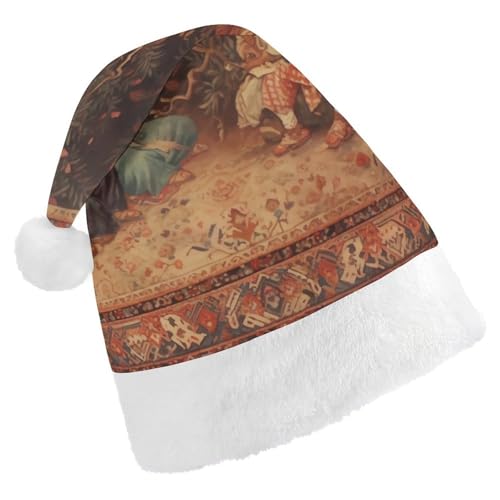 JKLQWH Weihnachtsmütze, Weihnachtsmütze, Partyhut mit antiker orientalischer Kunst, Weihnachtsmannmütze für Erwachsene, Uni, klassische Weihnachtsmannmütze, extra dick, Wintermütze, Neujahr, JKLQWH Weihnachtsmütze, Weihnachtsmütze, Partyhut mit antiker orientalischer Kunst, Weihnachtsmannmütze für Erwachsene, Uni, klassische Weihnachtsmannmütze, extra dick, Wintermütze, Neujahr, von JKLQWH