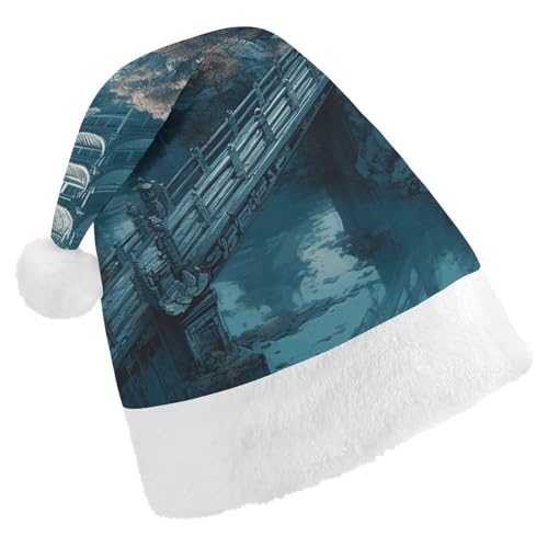 JKLQWH Weihnachtsmütze, Weihnachtsmütze, Partyhut mit asiatischem Stil, Malerei, Weihnachtsmannmütze für Erwachsene, Uni, klassische Weihnachtsmannmütze, extra dick, Weihnachtsmütze, Wintermütze, von JKLQWH