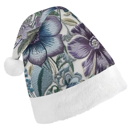 JKLQWH Weihnachtsmütze, Weihnachtsmütze, Partyhut mit blau-violetten Blumen, Weihnachtsmannmütze für Erwachsene, Uni, klassische Weihnachtsmannmütze, extra dick, Wintermütze, Neujahr, festliche JKLQWH Weihnachtsmütze, Weihnachtsmütze, Partyhut mit blau-violetten Blumen, Weihnachtsmannmütze für Erwachsene, Uni, klassische Weihnachtsmannmütze, extra dick, Wintermütze, Neujahr, festliche von JKLQWH