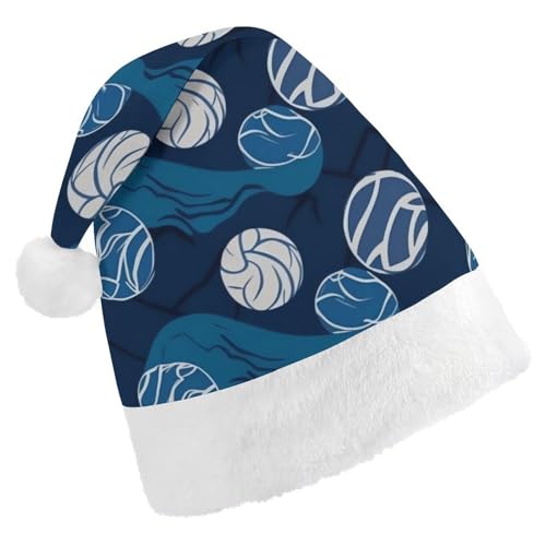 JKLQWH Weihnachtsmütze, Weihnachtsmütze, Partyhut mit blauem Volleyball-Weihnachtsmannhut für Erwachsene, Uni, klassische Weihnachtsmannmütze, extra dick, Wintermütze, Neujahr, festliche Party, von JKLQWH