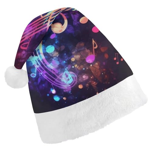 JKLQWH Weihnachtsmütze, Weihnachtsmütze, Partyhut mit bunten Galaxie-Musiknoten, Nikolausmütze für Erwachsene, Uni, klassische Weihnachtsmannmütze, extra dick, Wintermütze, Neujahr, festliche von JKLQWH