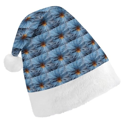 JKLQWH Weihnachtsmütze, Weihnachtsmütze, Partyhut mit großer blauer Blume, Weihnachtsmannmütze für Erwachsene, Uni, klassische Weihnachtsmannmütze, extra dick, Weihnachtsmütze, Wintermütze, von JKLQWH