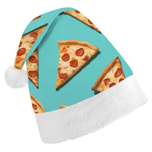 JKLQWH Weihnachtsmütze, Weihnachtsmütze, Partyhut mit grünen Pizzascheiben, Weihnachtsmannmütze für Erwachsene, Uni, klassische Weihnachtsmannmütze, extra dick, Weihnachtsmütze, Wintermütze, von JKLQWH
