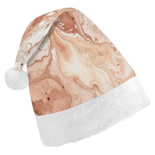 JKLQWH Weihnachtsmütze, Weihnachtsmütze, Partyhut mit hellem Pfirsich- und braunem Weihnachtsmannhut für Erwachsene, Uni, klassische Weihnachtsmannmütze, extra dick, Wintermütze, Neujahr, festliche von JKLQWH