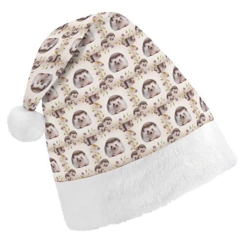 JKLQWH Weihnachtsmütze, Weihnachtsmütze, Partyhut mit niedlichem Baby-Igel, Weihnachtsmannmütze für Erwachsene, Uni, klassische Weihnachtsmannmütze, extra dick, Weihnachtsmütze, Wintermütze, von JKLQWH