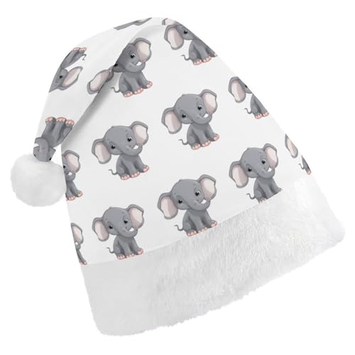 JKLQWH Weihnachtsmütze, Weihnachtsmütze, Partyhut mit niedlichem Cartoon-Elefant, Weihnachtsmannmütze für Erwachsene, Uni, klassische Weihnachtsmannmütze, extra dick, Wintermütze, Neujahr, von JKLQWH