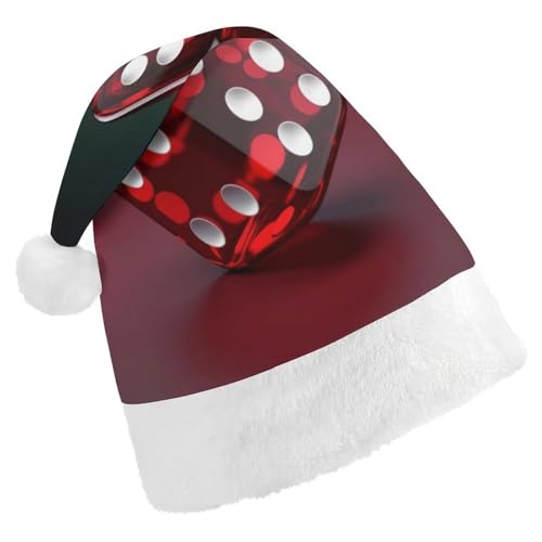 JKLQWH Weihnachtsmütze, Weihnachtsmütze, Partyhut mit roten Würfeln, Weihnachtsmannmütze für Erwachsene, Uni, klassische Weihnachtsmannmütze, extra dick, Weihnachtsmütze, Wintermütze, Neujahr, von JKLQWH