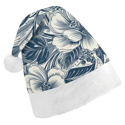 JKLQWH Weihnachtsmütze, Weihnachtsmütze, Partyhut mit weiß-blauem Stil, Weihnachtsmannmütze für Erwachsene, Uni, klassische Weihnachtsmannmütze, extra dick, Weihnachtsmütze, Wintermütze, Neujahr, von JKLQWH