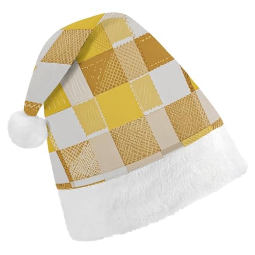 JKLQWH Weihnachtsmütze, Weihnachtsmütze, Partyhut mit weißer und gelber Weihnachtsmannmütze für Erwachsene, Uni, klassische Weihnachtsmannmütze, extra dick, Weihnachtsmütze, Wintermütze, Neujahr, von JKLQWH